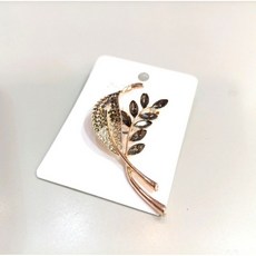 金葉片黑水晶花款別針，精緻花朵造型，優雅服裝配飾，提升個人魅力, 1個, 金色