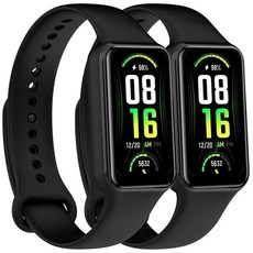 Amazfit Band 7 워치용 교체 밴드 2개 팩, Black Black