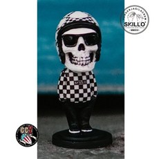 《美式工廠》SKILLO手工彩繪搖頭公仔 Little Jhon Checker Flames，美式復古風，手工製作，獨特收藏品, 1個