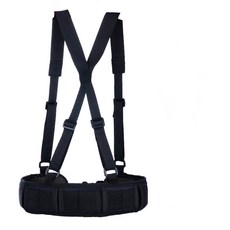 尼龍胖人腰帶 胖子加長皮帶 男士大號加長腰帶戶外多功能戰術尼龍 戶外多功能戰術腰封套裝 尼龍蛇 加厚腰帶多功能腰帶, 黑色腰封+腰帶+背帶, 1個