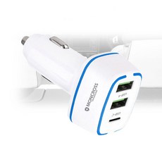 버스 트럭 고속 차량충전기 USB 3포트 C타입 12V 24V 급속충전기, 상세페이지 참조, 차량충전기 3포트 Q40-화이트