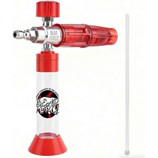 베어 포스 네거티브 압력 자기 흡입 거품 캐논 프로 차량 세차 눈 랜스 세척기 비누 디스펜서 세차용 360° 조절 가능한 두꺼운 + 1/4 퀵 커넥터, D-자석 흡입 미니 폼 건 프로 빨강