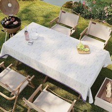 戶外露營野餐布 防水防油易清潔 適用於蛋卷桌和室外檯布, 1個, 紫藤夏日【新版本-防水隔熱】,90*150【【抹布一擦即淨】】