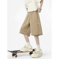 반바지 링클 오버핏 텍스처 스트레이트 캐주얼 스포티