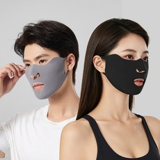 OCEANSUNFISH 입체형 아이스 실크 스포츠 마스크 2개입, 그레이시 클리어 애쉬 + 블랙, 1개