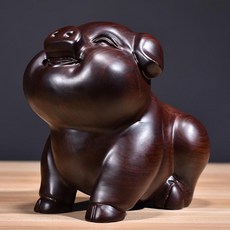 黑檀木 招財豬 擺件, 如圖所示, 1個