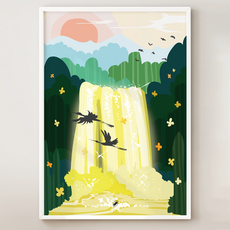 퍼플더스트 황금 폭포 그림 포스터