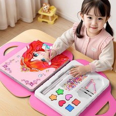 手工DIY兒童化妝包 兒童禮物 化妝玩具 女孩益智生日禮物 女童換裝玩具, 1個, 女童禮物【化妝/換裝,貼紙書1本裝【3頁公主貼紙】