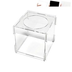 간편 조립 2T 아크릴 원형 입구 응모함 15x15cm 투명 블랙 화이트 투표함 모금함
