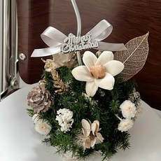 Floraflower 聖誕節雪松蛋糕花禮物：永生花/乾燥花聖誕裝飾，交換禮物首選, 1個, 不需加購提袋