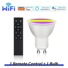 Tuya WiFi 스마트 LED 전구 220V 5W GU10 Led 스포트라이트 RF 2.4G 원격 제어는 Alexa Geogle 홈과 함께, 01 1 bulb 1 remote, 02 7w, 01 220V WiFi GU10, 1