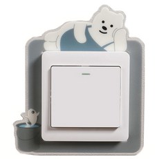 블랙장미 스위치 커버 장식 스티커, 야광 곰