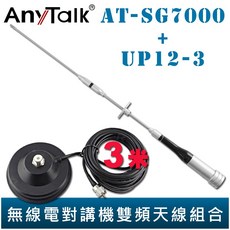 AnyTalk 大吸盤天線座附3米訊號線 AT-SG7000 無線電對講機 雙頻 短型天線 47cm 車機收發, 1個