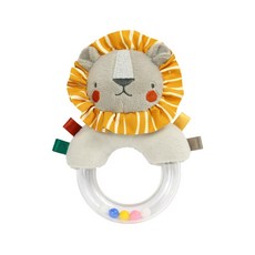 JoyBaby嬰兒手搖鈴 彩珠圓環手搖鈴 北歐風安撫娃娃手搖鈴 安撫玩具 搖鈴玩具, 獅子款-圓環彩珠搖鈴, 1個