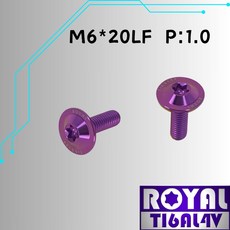 ROYAL 鈦合金螺絲 M6*20LF P:1.0薄型飛碟頭螺絲 皇家紫, 1個