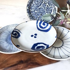 마루이 블루밍 접시 14cm, 아이조메, 4개, 4p