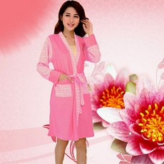 婭軒·柏妮 刺繡玫瑰花毛巾料浴袍, 1個, 刺繡玫瑰花毛巾料浴袍~~粉紅