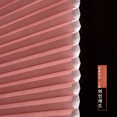 무타공 창문 베란다 블라인드 허니콤 벌집 주름 암막 단열 방한 햇빛차단 사생활보호, 세미 블랙아웃 와인레드