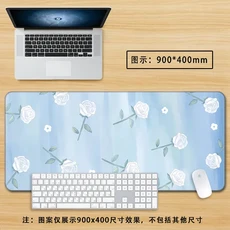 라이트 블루 감성 대형 마우스 패드 - XXL 카와이 데스크 매트 (여성용) 사무실 PC 설치용 미끄럼 방지 키, 03 LockEdge 30X60X2MM, 06 G