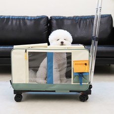 강아지 고양이 트롤리 유모차 캐리어 이동가방 트레일러, 그린