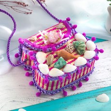 兒童玩具 民族風竹編製品 兒童包包 小背簍 兒童演出道具 兒童小背簍 仿藤塑編織 幼兒園演出舞臺道具, 【背包】葫蘆款-紫色, 1個