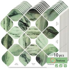 10장 그린 튼튼한 필 앤 스틱 백스플래쉬 30.5 x 30.5cm(12 x 12인치) - 새로운 플로럴 모던 디자인 셀프 필 앤 스틱 타일 주방 욕실 벽난로 및 RV 스, 10장 그린 튼튼한 필 앤 스틱 백스플래쉬, 30.5