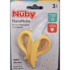 花媽婦嬰用品店 香蕉按摩潔牙刷 3M 100％食用矽膠, 黃色, 1個, 1