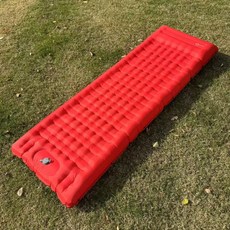 露營氣墊 戶外便攜式腳踩式自動充氣單雙人防潮車載睡墊, 紅色[尺寸194x70x11厘米] 可拼