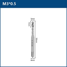XCAN 미터법 탭 HSS 나선형 M3 M4 M6 M10 M12 알루미늄 비철 금속 가공 블라인드 홀용 2개의 가장자리 나사, M3x0.5mm