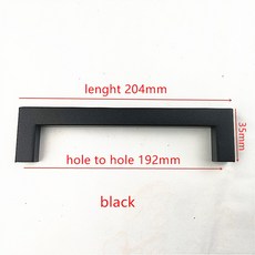 12 12mm 사각형 스테인레스 검은 당겨 거울 손잡이 캐비닛 24 닦았 스틸 부엌, Hole spacing 192mm 2