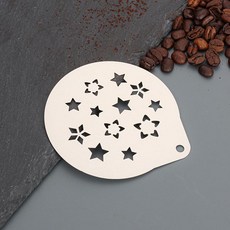 커피아트 라떼아트틀 스텐실 커피용품 모양내기 케이크, 1개, 18. 스타