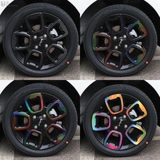 [비브랜드] 피그파인더 15인치 휠스티커 데칼 포인트 바퀴 기스 흠집커버 스크래치 보호 튜닝 자동차용품 더뉴레이 호환, RGB카본