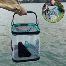 투명 접이식 두레박 살림통 바다 민물 낚시 보조 가방 폴딩, 1개, 투명두레박 13L