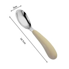 316不鏽鋼嬰兒學習湯匙 兒童安全餐具 寶寶副食品湯匙, 1個, 嬰兒湯匙(白色)