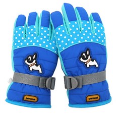 Okiz 孩童小狗造型拼色滑雪手套 K1425