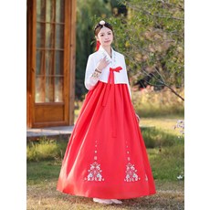 한국식 여성 개량한복 상하 세트 생활한복 드레스 원피스 전통 무대 공연용 의상 하객룩