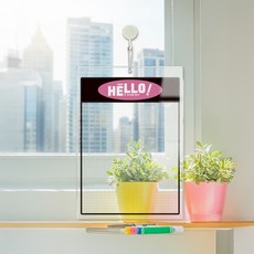 HELLO2 걸이형 아크릴 메모보드 알림 게시판 210x300mm 투명판, 상세페이지 참조