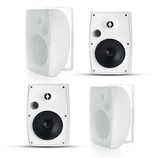 Herdio 6.5인치 800W 패시브 실외 스피커 유선 방수 양방향 벽걸이 스피커 파티오 풀 데크 현관 뒷마당 실내 가정에 적합한 베이스 포함 (2쌍 검은색), White