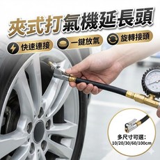 打氣機延長管 氣嘴延長接頭 夾式打氣管, 1個, 100公分