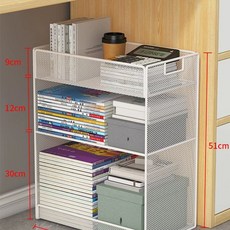 이동식 책상밑 선반 정리대 데스크 철제 화이트 대형, 1개, B. 흰색 3겹 대형 바닥 길이 스타일 - 촘촘한 메쉬