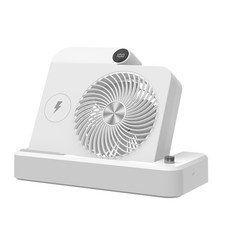 臥室桌面無線充電小風扇usb充電便攜式多功能迷你電風扇家用, USB 數據線, E6無線充電桌面風扇—白色