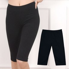 ethro 韓國製造女款緊密棉質彈性膝蓋7分緊身褲 2入