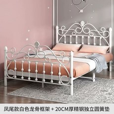 앤틱 침대 인테리어 공주침대 매트리스 받침대 싱글 핑크 프레임 슈퍼싱글 철제, R. 화이트 하이 + 0cm 파인 스틸 라운드 스프링