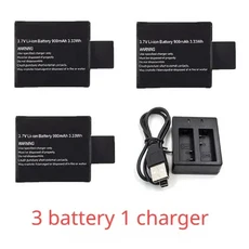 충전식 리튬 이온 배터리 SJ4000 와이파이 M10 SJCAM 스포츠 액션 카메라 DV SJ 전용 3.7V 900mAh, 08 3 Battery 1 Charger