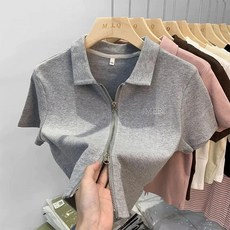 JMER 短袖拉鍊POLO衫 韓版短版上衣