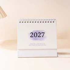 2027년 새 책상 달력 3가지 사이즈(소형 중형 대형) 영어 달력 책 연간 할 일 목록 월간 일일 플래너 시간, 1개, 02 S-Purple