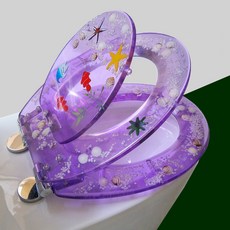 親子母樹脂馬桶蓋 家用通用大人兒童兩用坐便器蓋UVO型馬桶圈加厚, 淺紫海星-子母款-緩降快拆:1個