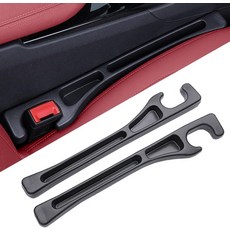 유니버설 카시트 갭 필러 정리함 - 시트 캐처 사이에 드롭 없음 스트립 보관 슬롯이 있는 플러그 2 팩 자동차 트럭 및 SUV용 내부 액세서리 블랙, Black