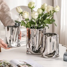 은색 꽃병 플라워 거실 매장 인테리어 소품 장식 꽃꽂이 실버 골드 글라스 화병, 03. 골드 소형