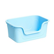 超巨大開放式貓砂盆，寬敞空間，低入口設計，多色可選，附貓砂鏟, 藍, 1個